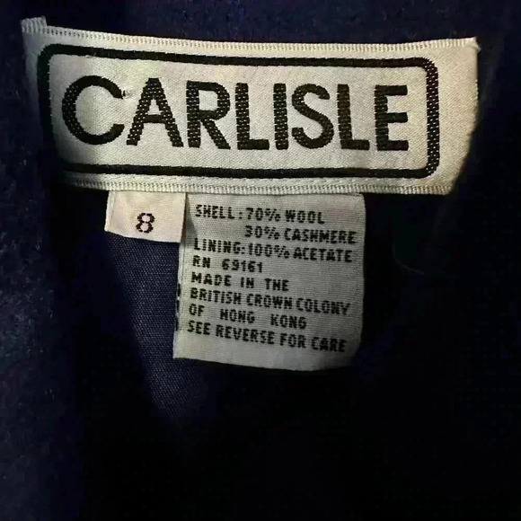 Vintage Carlisle Coat Womens Size 8 Wool Cashmere Cobalt Blue Lined Gold Button - Picture 4 of 7